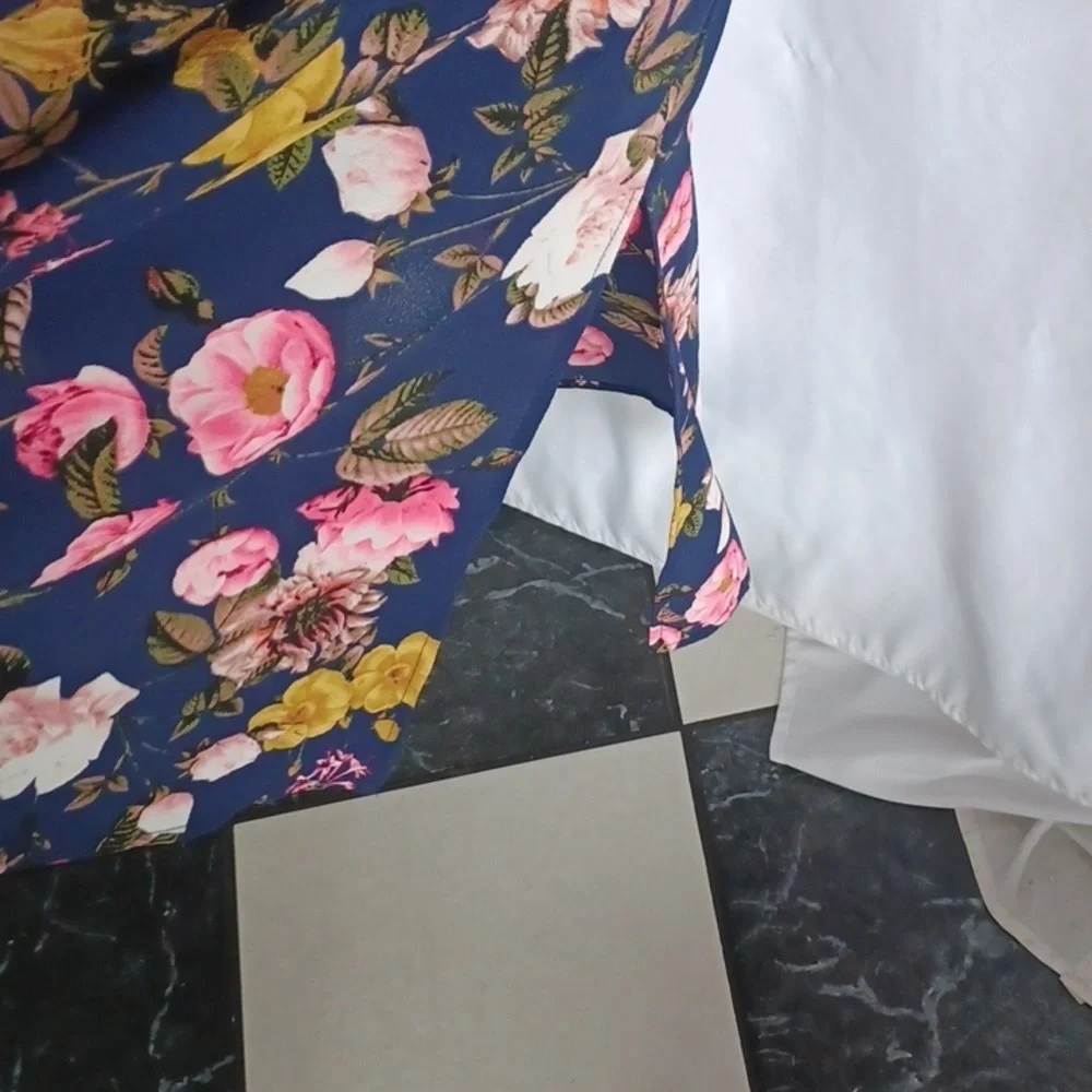 Eliza J Floral Navy Midi Dress, Sz 8, Lined